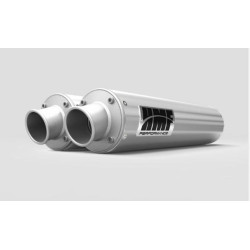 HMF Dual Performance Series Full Exhaust System - Brushed Stainless Steel/ Turn Down Polaris RZR
