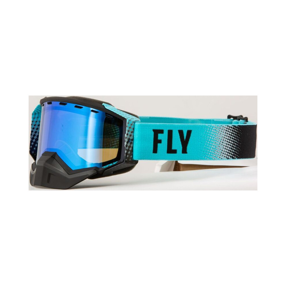 FLY RACING Zone Snow Goggle Black/Aqua W/ Sky Blue Mirror/Smoke Lens