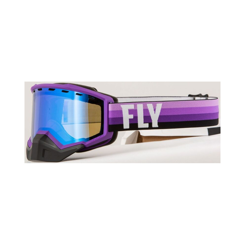 Masque FLY RACING Focus Snow Purple/Black W/ Sky Blue/Smoke Lens