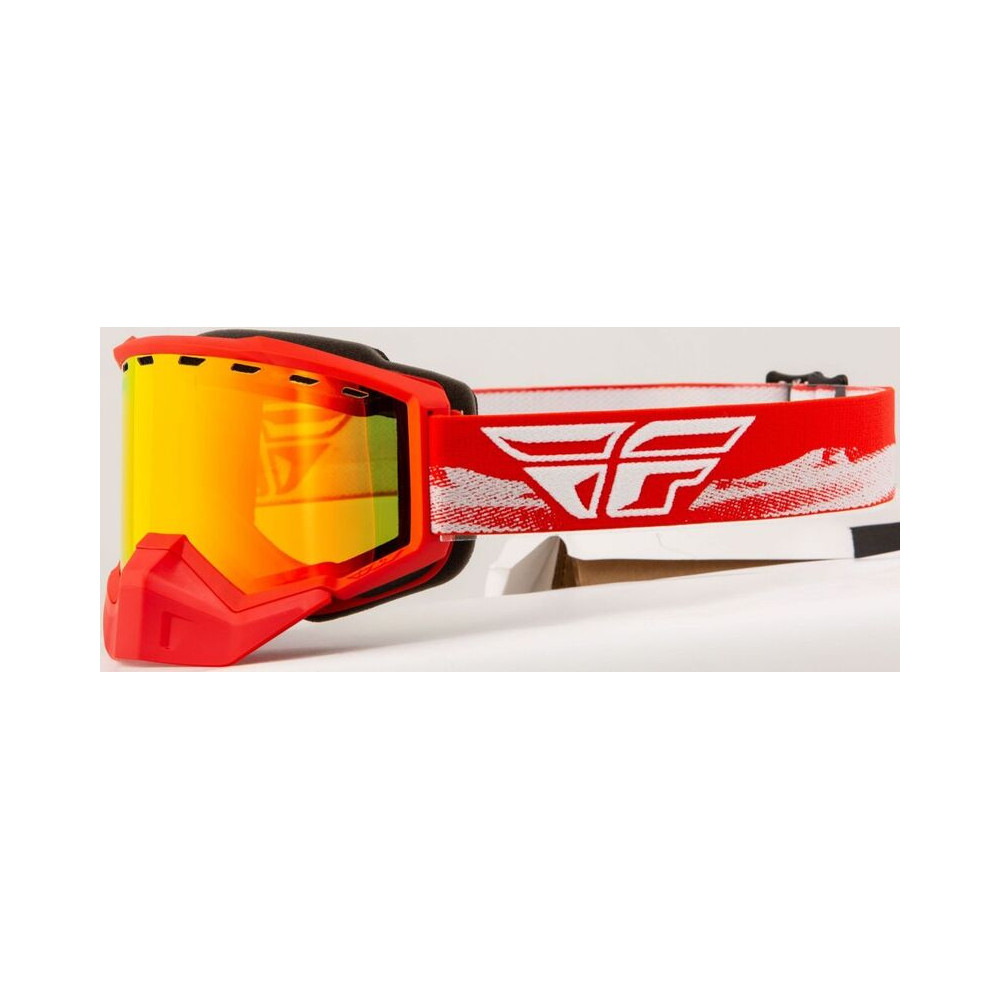 Masque FLY RACING Focus Snow Red/Grey W/ Red Mirror/Amber Lens