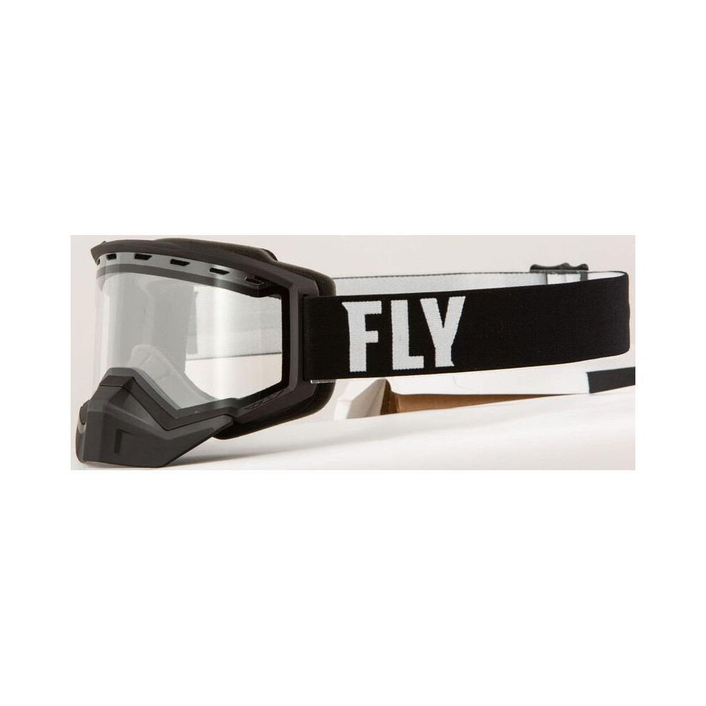 FLY RACING Focus Snow Goggle Black/White W/ Clear Lens