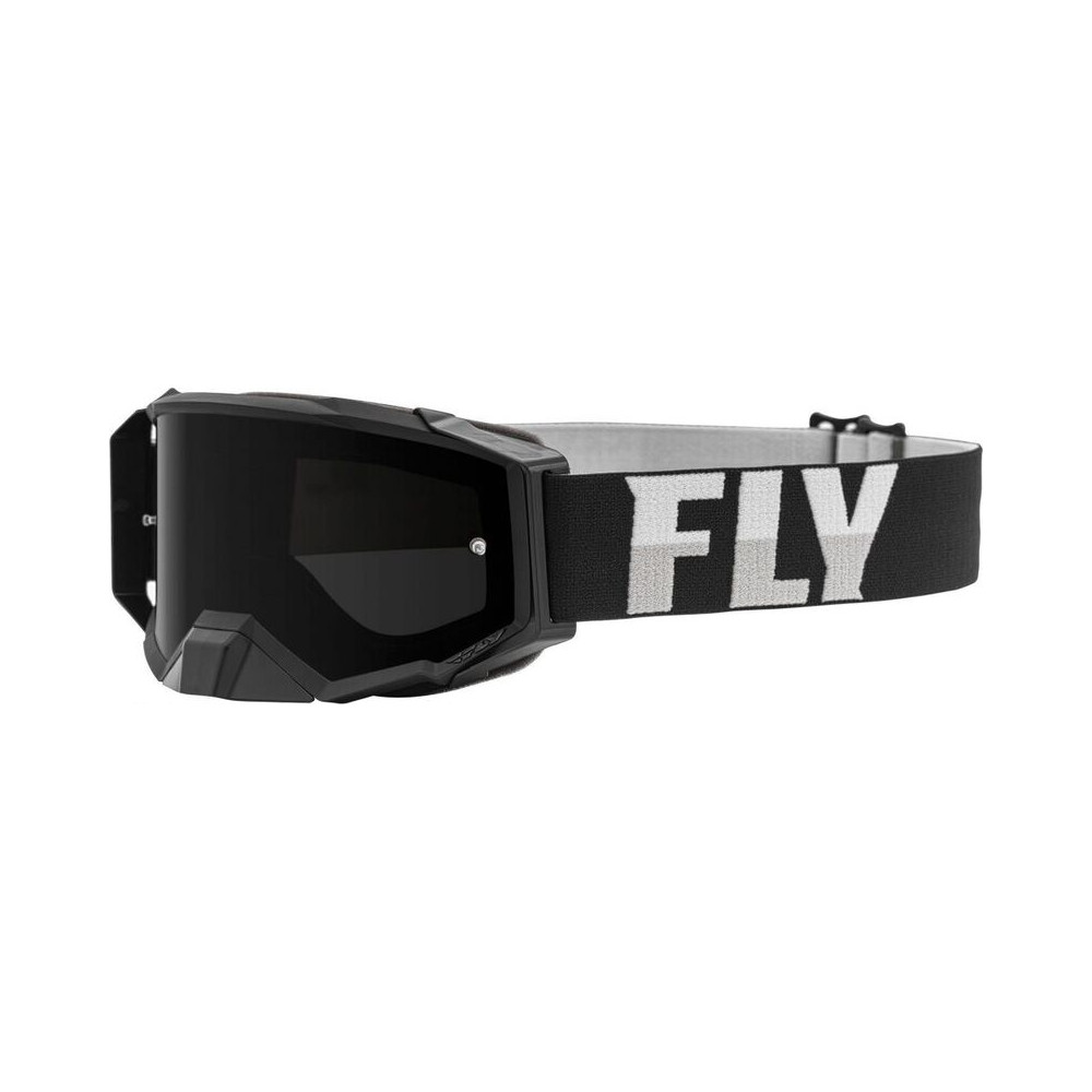 FLY RACING Zone Pro Goggle Black/White W/Dark Smoke Lens W/Post