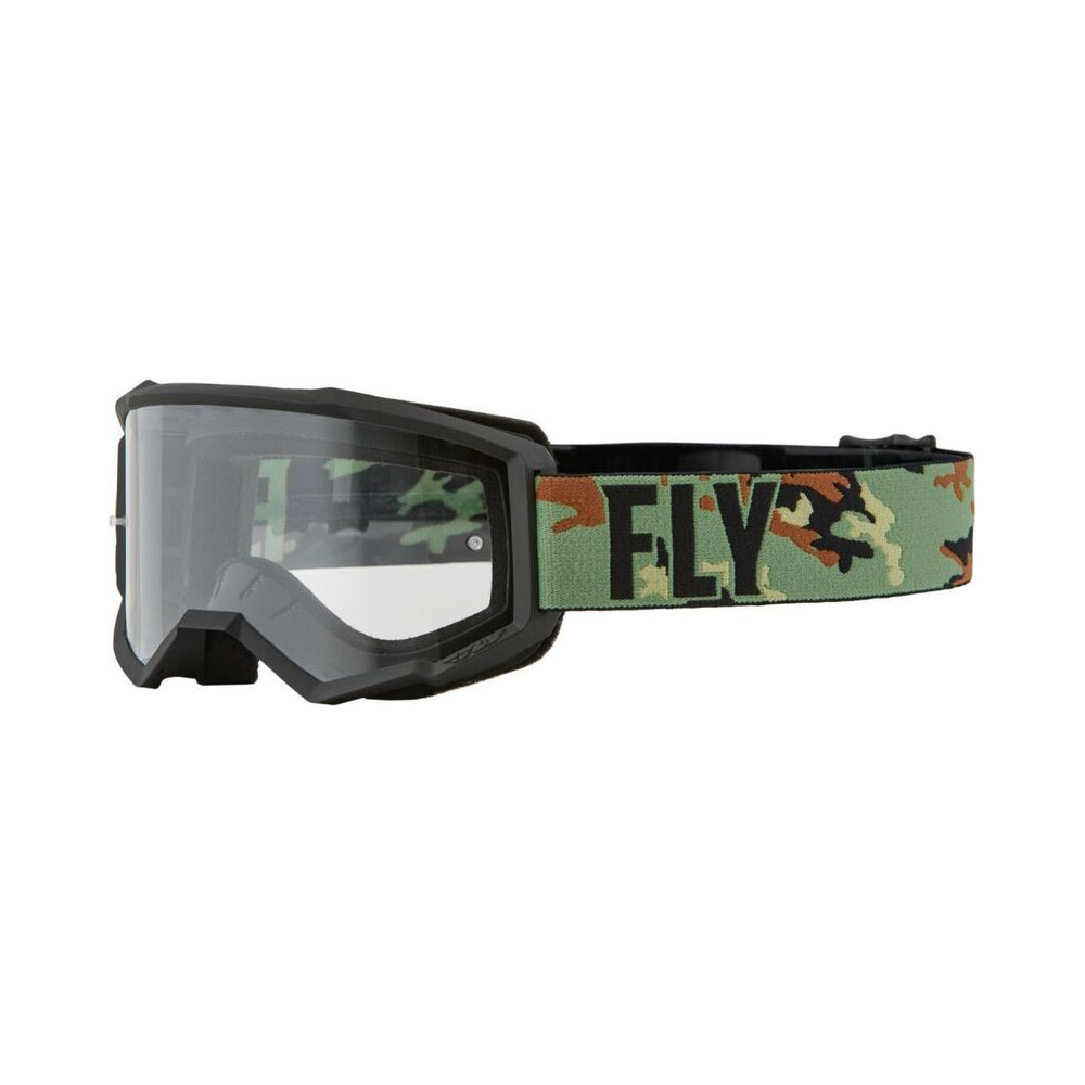 FLY RACING Youth Focus Goggle Green Camo/Black W/ Clear Lens