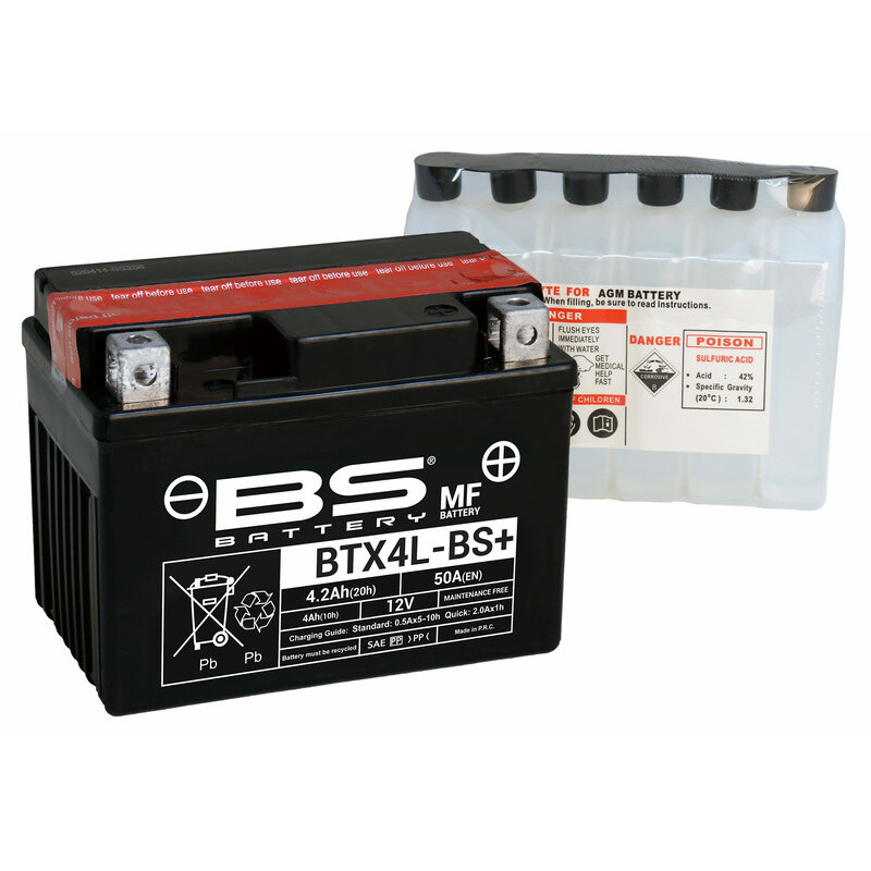 Batterie BS BATTERY sans entretien avec pack acide - BTX4L